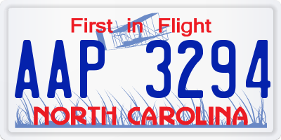 NC license plate AAP3294