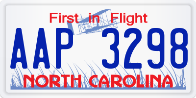 NC license plate AAP3298