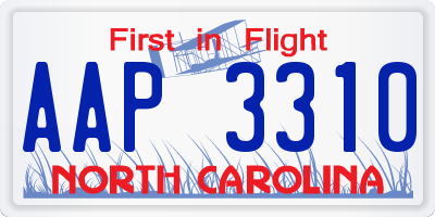 NC license plate AAP3310