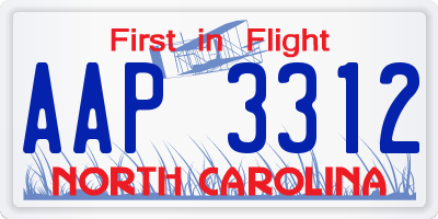 NC license plate AAP3312