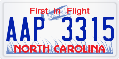 NC license plate AAP3315