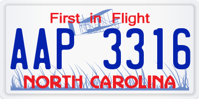 NC license plate AAP3316