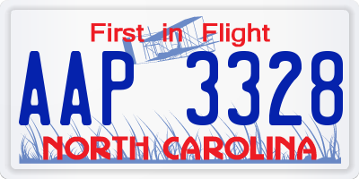 NC license plate AAP3328