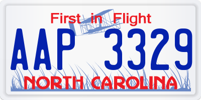 NC license plate AAP3329