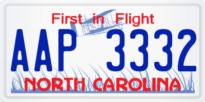 NC license plate AAP3332