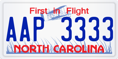 NC license plate AAP3333