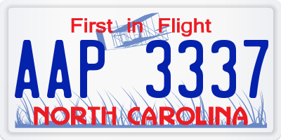 NC license plate AAP3337