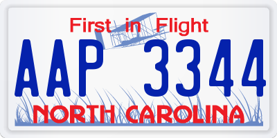 NC license plate AAP3344