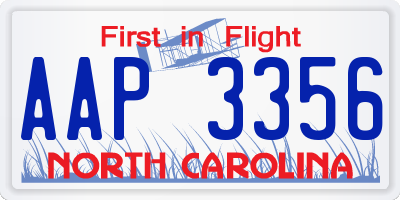 NC license plate AAP3356