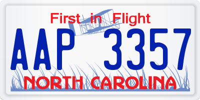 NC license plate AAP3357