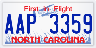 NC license plate AAP3359