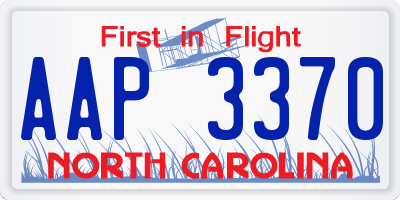NC license plate AAP3370