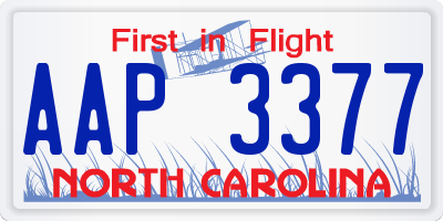 NC license plate AAP3377