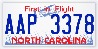 NC license plate AAP3378