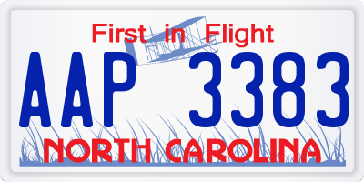 NC license plate AAP3383