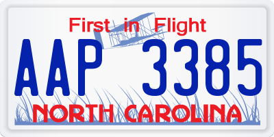 NC license plate AAP3385
