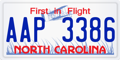 NC license plate AAP3386