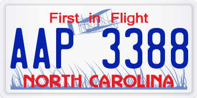 NC license plate AAP3388