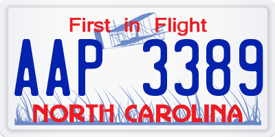 NC license plate AAP3389