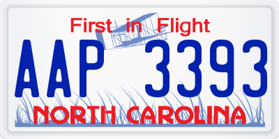 NC license plate AAP3393