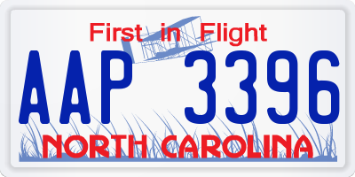 NC license plate AAP3396