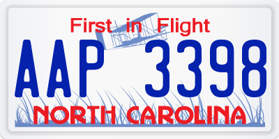 NC license plate AAP3398
