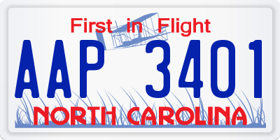 NC license plate AAP3401
