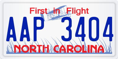 NC license plate AAP3404