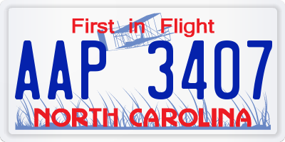 NC license plate AAP3407