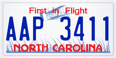 NC license plate AAP3411