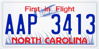 NC license plate AAP3413