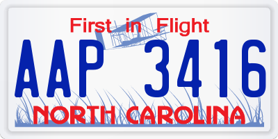 NC license plate AAP3416