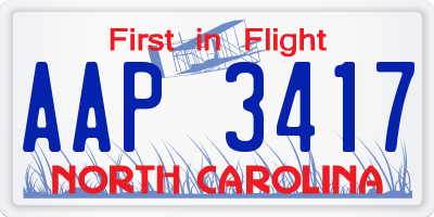 NC license plate AAP3417
