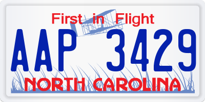 NC license plate AAP3429