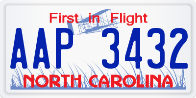 NC license plate AAP3432