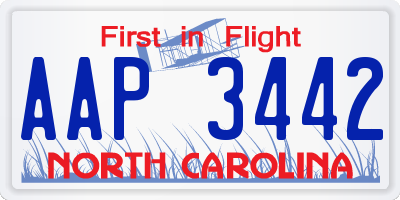 NC license plate AAP3442