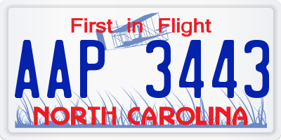 NC license plate AAP3443