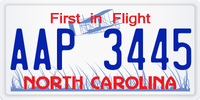 NC license plate AAP3445