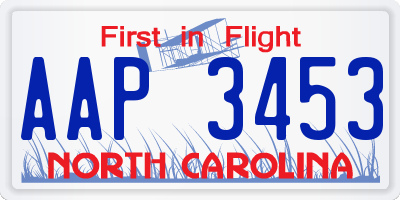 NC license plate AAP3453