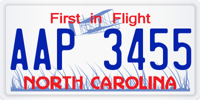 NC license plate AAP3455