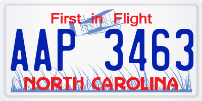 NC license plate AAP3463