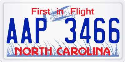 NC license plate AAP3466