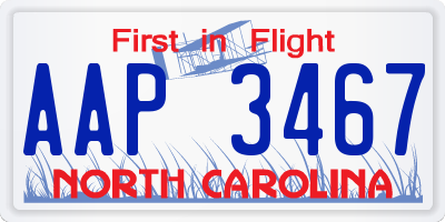 NC license plate AAP3467