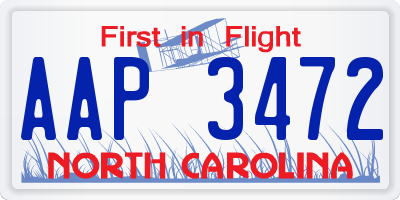 NC license plate AAP3472