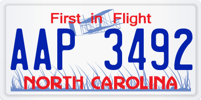 NC license plate AAP3492