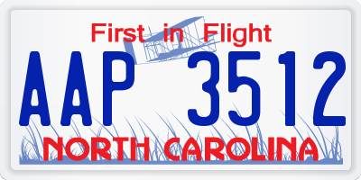 NC license plate AAP3512