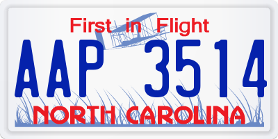 NC license plate AAP3514
