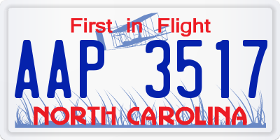 NC license plate AAP3517