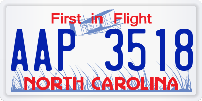 NC license plate AAP3518