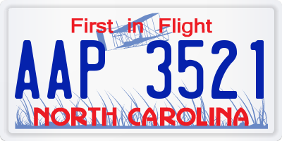 NC license plate AAP3521